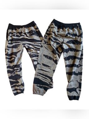 Mens vintage 90s cotton hand dyed Black & Gray Tie-Dye Jogger Pants -Sz large